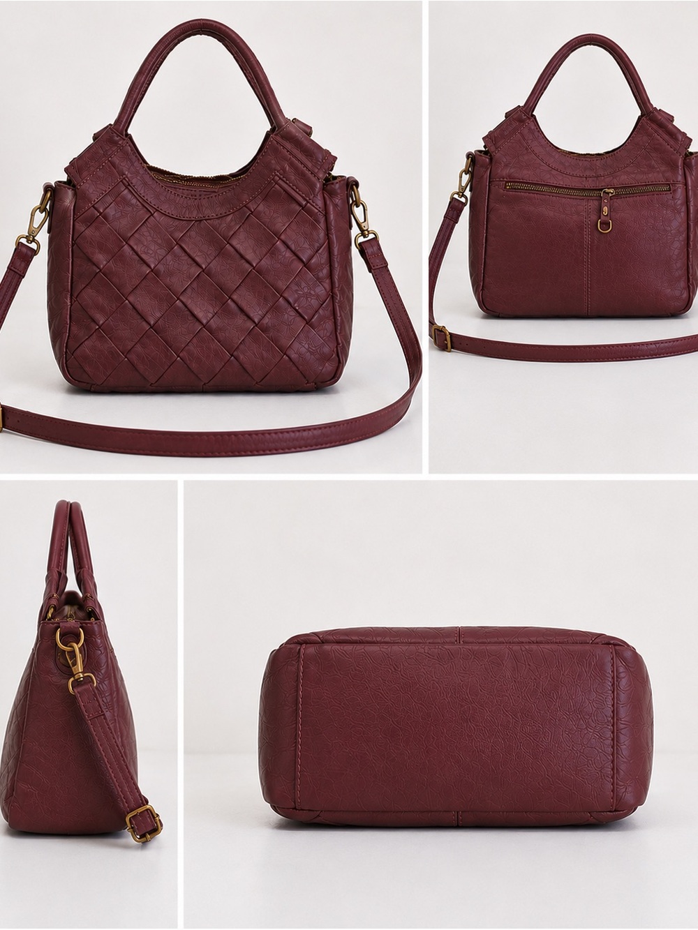 HOBO Woven Shoulder Bag in Plum